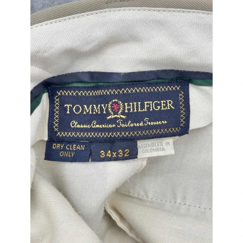 Tommy Hilfiger Classic American Pleated Dress Pants Tan 34x32 Cuffed Vintage 90s